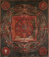 Mandala, late 15th century. Nepal, late 15th century. Color on cloth; overall: 40.6 x 35.6 cm (16 x