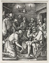 The Small Passion:  Christ Washing St. Peter's Feet. Albrecht Dürer (German, 1471-1528). Woodcut