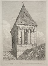 Tower of the Church of Haute Allemagne near Caen. John Sell Cotman (British, 1782-1842). Etching