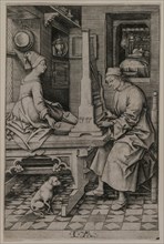 The Organ Player and His Wife, 1495-1503. Israhel van Meckenem (German, c. 1440-1503). Engraving