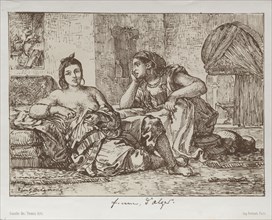 Printed in the Gazette des Beaux-Arts: Women of Algiers, 1833. Eugène Delacroix (French,
