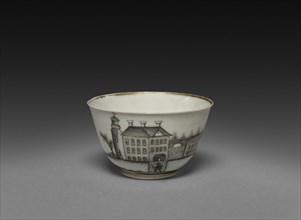 Tea Bowl with View of Town (Cleves?), c. 1770-1785. China, Chinese Export -- Continental Market,
