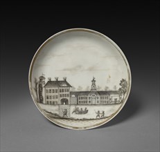 Saucer with View of Town (Cleves?), c. 1770-1785. China, Chinese Export -- Continental Market, 18th