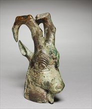 Ibex-Head Ornament, c. 525-450 BC. Iran, Achaemenian, 6th-5th Century BC. Bronze; overall: 16.9 x 6