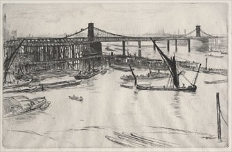 Old Hungerford Bridge. James McNeill Whistler (American, 1834-1903). Etching