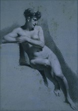 Study of a Nude Woman, Seated Looking to the Right, c. 1810. Pierre-Paul Prud'hon (French,