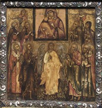 Portable Triptych Icon: Adoration of the Miracle-Working Icon of the Vladimir Mother of God, 1600s.