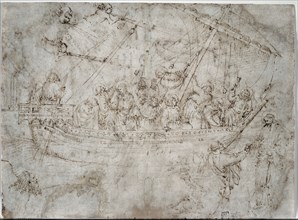 Two Drawings of Ships (verso), 1410s. Parri Spinelli (Italian, 1387-c. 1453). Pen and brown ink