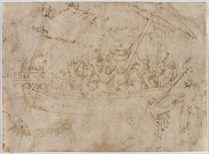 Navicella (recto) Two Drawings of Ships (verso), c. 1410s. Parri Spinelli (Italian, 1387-c. 1453).
