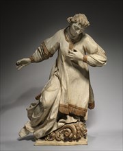 Kneeling Saint, 1750-1800. Germany, Munich, second half 18th century. Painted and gilded wood;