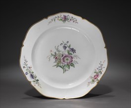Plate, c. 1750. Vincennes Factory (French). Porcelain; diameter: 24.8 cm (9 3/4 in.).