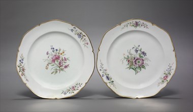 Pair of Plates (Assiettes), c. 1750. Vincennes Factory (French). Soft-paste porcelain with enamel