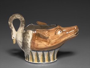 Fox and Swan Ewer, c. 1800. England, Staffordshire, 18th century. Earthenware (Pratt ware);