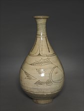 Bottle with Incised and Sgraffito Fish Design, 1400s-1500s. Korea, Joseon dynasty (1392-1910).