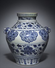 Jar with Lion-Head Handles, 1300s. China, Jiangxi province, Jingdezhen, Yuan dynasty (1271-1368).
