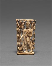 Walking Buddha, 8th Century. India, Kashmir, 8th century. Ivory; overall: 4.8 x 2.8 x 0.6 cm (1 7/8
