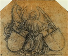 An Angel Supporting Two Escutcheons, c. 1470. Attributed to Nikolaus Gerhaert von Leyden (German).