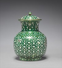 Lota: Covered Jar on Narrow Foot, c. 1700. India, Jaipur, late 17th-early 18th Century. Cloisonne
