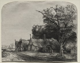 Landscape with Three Gabled Cottages beside a Road, 1650. Rembrandt van Rijn (Dutch, 1606-1669).