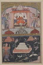 Page from Tales of a Parrot (Tuti-nama): First night: The merchant hears of his wife’s