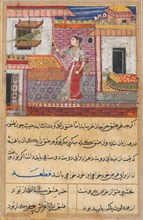 Page from Tales of a Parrot (Tuti-nama): Thirteenth night: The parrot addresses Khujasta at the