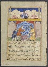 Page from Tales of a Parrot (Tuti-nama): Seventeenth night: The young man takes leave of the monk