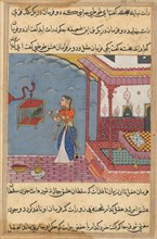 Page from Tales of a Parrot (Tuti-nama): Twenty-fourth night: The parrot addresses Khujasta at the