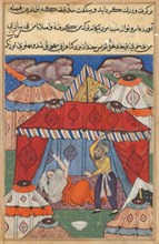 Page from Tales of a Parrot (Tuti-nama): Twenty-fourth night: The disguised Arab, substituting for