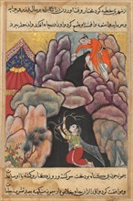 Page from Tales of a Parrot (Tuti-nama): Twenty-fifth night: Mukhtar throws his wife Maimuna into