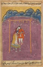 Page from Tales of a Parrot (Tuti-nama): Twenty-fifth night: The lover of Hamnaz, who has been