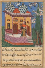 Page from Tales of a Parrot (Tuti-nama): Twenty-sixth night: The parrot addresses Khujasta at the