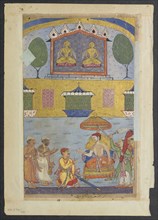 Page from Tales of a Parrot (Tuti-nama): Third night: The goldsmith and the carpenter inform the