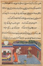 Page from Tales of a Parrot (Tuti-nama): Thirty-first night: The parrot addresses Khujasta at the