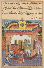 Page from Tales of a Parrot (Tuti-nama): Thirty-second night: Latif, who has murdered his brother,