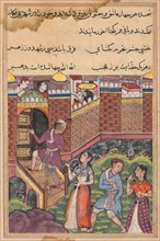 Page from Tales of a Parrot (Tuti-nama): Thirty-third night: The two couples reach a foreign city