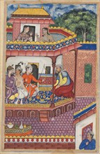Page from Tales of a Parrot (Tuti-nama): Thirty-fourth night: The three young men present