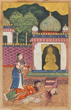 Page from Tales of a Parrot (Tuti-nama): Thirty-fourth night: The princess discovers the dead