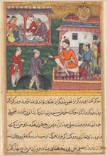 Page from Tales of a Parrot (Tuti-nama): Third night: The goldsmith judged; the bear cubs trained