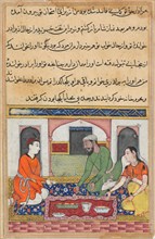 Page from Tales of a Parrot (Tuti-nama): Fortieth night: Shahr-Arai and her husband adopt her lover