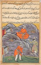 Page from Tales of a Parrot (Tuti-nama): Forty-fifth night: The Amir slays the snake after giving