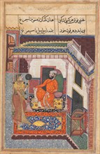 Page from Tales of a Parrot (Tuti-nama): Forty-sixth night: The parrot laughs on hearing the Raja