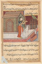Page from Tales of a Parrot (Tuti-nama): Forty-ninth night: The parrot addresses Khujasta at the
