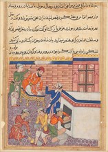 Page from Tales of a Parrot (Tuti-nama): Fiftieth night: The king’s emissary being provided with