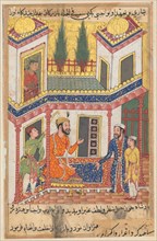 Page from Tales of a Parrot (Tuti-nama): Fiftieth night: The merchant returns bringing a young