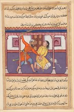 Page from Tales of a Parrot (Tuti-nama): Fiftieth night: The guard spares the life of the slave