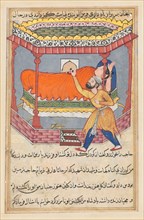 Page from Tales of a Parrot (Tuti-nama): Fiftieth night: The king places the talisman on his