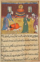 Page from Tales of a Parrot (Tuti-nama): Fifty-second night: The pious man’s son, now a king,