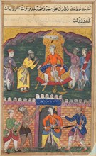 Page from Tales of a Parrot (Tuti-nama): Seventh night: The vizier dissuades the king of Bahilistan