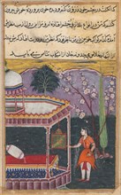 Page from Tales of a Parrot (Tuti-nama): Eighth night: The parrot addresses Khujasta at the