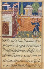 Page from Tales of a Parrot (Tuti-nama): Eighth night: The deceitful wife returns to her terrace